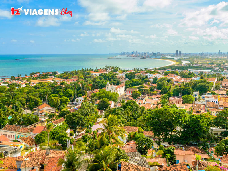 Imagem aérea da cidade de Olinda, em Pernambuco 