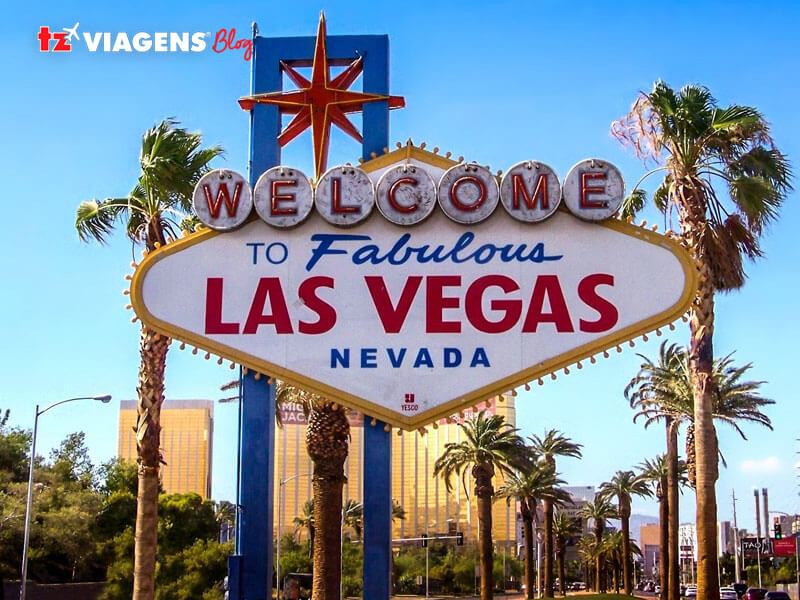 Placa da entrada de Las Vegas, um dos destinos mais desejados entre quem sonha com uma viagem para os Estados Unidos 